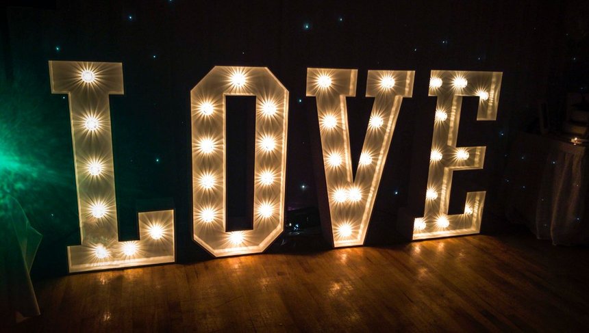 Light Up giant LOVE Letters - available to hire in Northern Ireland